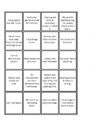 English Worksheet: Discussion Cards