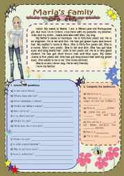 English Worksheet: Marias Family