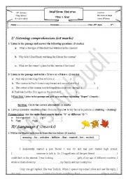 English Worksheet: mid-term test 3