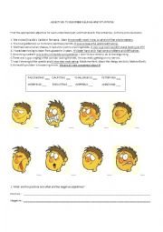 English Worksheet: ADJECTIVES TO DESCRIBE FEELINGS AND SITUATIONS