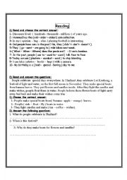 English Worksheet: Reading