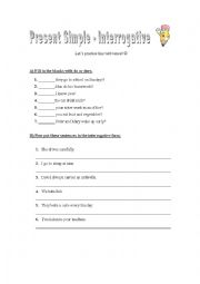 English Worksheet: Present Simple - Interrogative Form