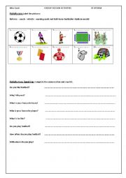 English Worksheet: group session about football