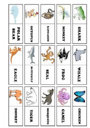 English Worksheet: Endangered Animals Dominos