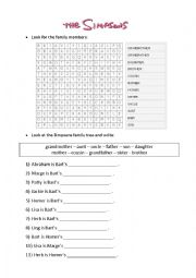 The Simpsons Family worksheet