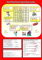 English Worksheet: possessive adj and possesive pronoun