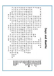 English Worksheet: DAYS AND MONTHS