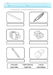 English Worksheet: School materials