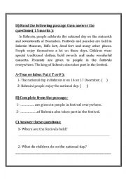 English Worksheet: national days