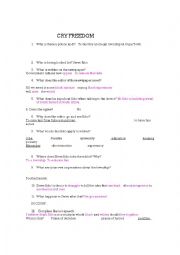 English Worksheet: CRY FREEDOM CORRECTION