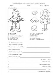 English Worksheet: What colour is/are....? clothes