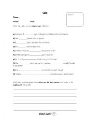 English Worksheet: Short Quiz 