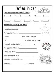 English Worksheet: ar as in car