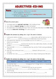 English Worksheet: Adjectives -ed/-ing (key included)