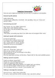 English Worksheet: Telephone Conversation