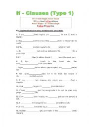 English Worksheet: If-clauses Type 1