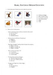English Worksheet: Basil, The Great Mouse Detective