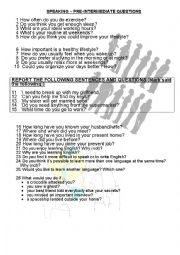 English Worksheet: SPEAKING - PRE-INTERMEDIATE QUESTIONS - VOL. 01