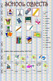 English Worksheet: School Objects