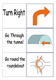 English Worksheet: direction matching cards