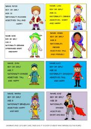 English Worksheet: SPEAKING CARD: INTRODUCING PEOPLE