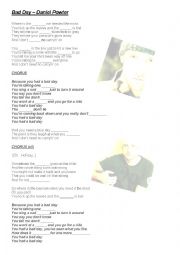 English Worksheet: BAD DAY - DANIEL POWTER