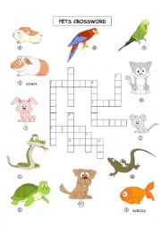 English Worksheet: Pets picture crossword