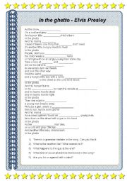 English Worksheet: In the Guetto - Elvis Presley