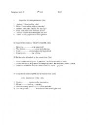 English Worksheet: language quiz bac