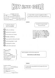 English Worksheet: Hot and Cold song