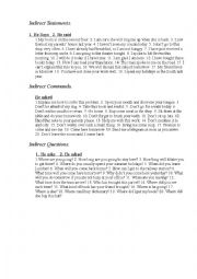 English Worksheet: reported speech