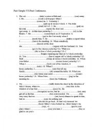 English Worksheet: past simple/ past continuous