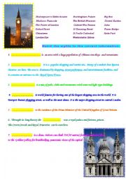 English Worksheet: Sights of London-information matching with pictures