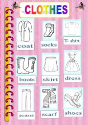 English Worksheet: clothes pictionary