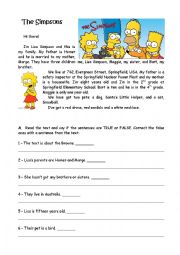 English Worksheet: The Simpsons Family