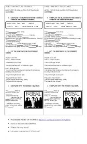 English Worksheet: Song: The way by Fast Ball