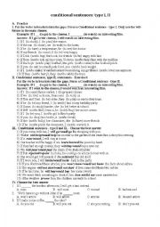 English Worksheet: excercises of conditional sentences type i, II