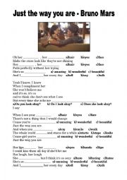 English Worksheet: Just The Way You Are - Bruno Mars