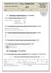 English Worksheet: full term test N2 8TH form