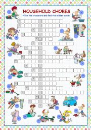 English Worksheet: Household Chores Crossword Puzzle