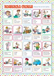 English Worksheet: Household Chores Multiple Choice