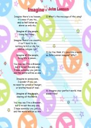 English Worksheet: Imagine - John Lennon Worksheet