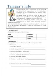 English Worksheet: Tammys personal info