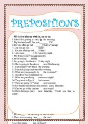 English Worksheet: Prepositions