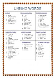 English Worksheet: linking words 