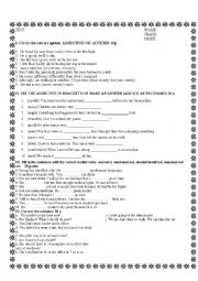 Test- adjectives, adverbs and modal verbs