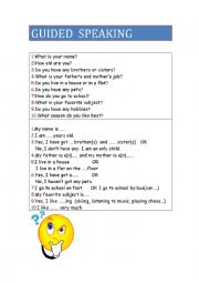 English Worksheet: Guided Speaking