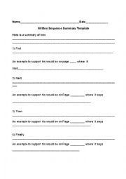 English Worksheet: Sequencing and Summarizing Outline 