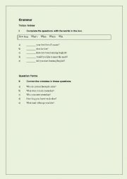 Tense Review- Question Forms- Frequency Adverbs