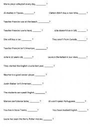 English Worksheet: question tag